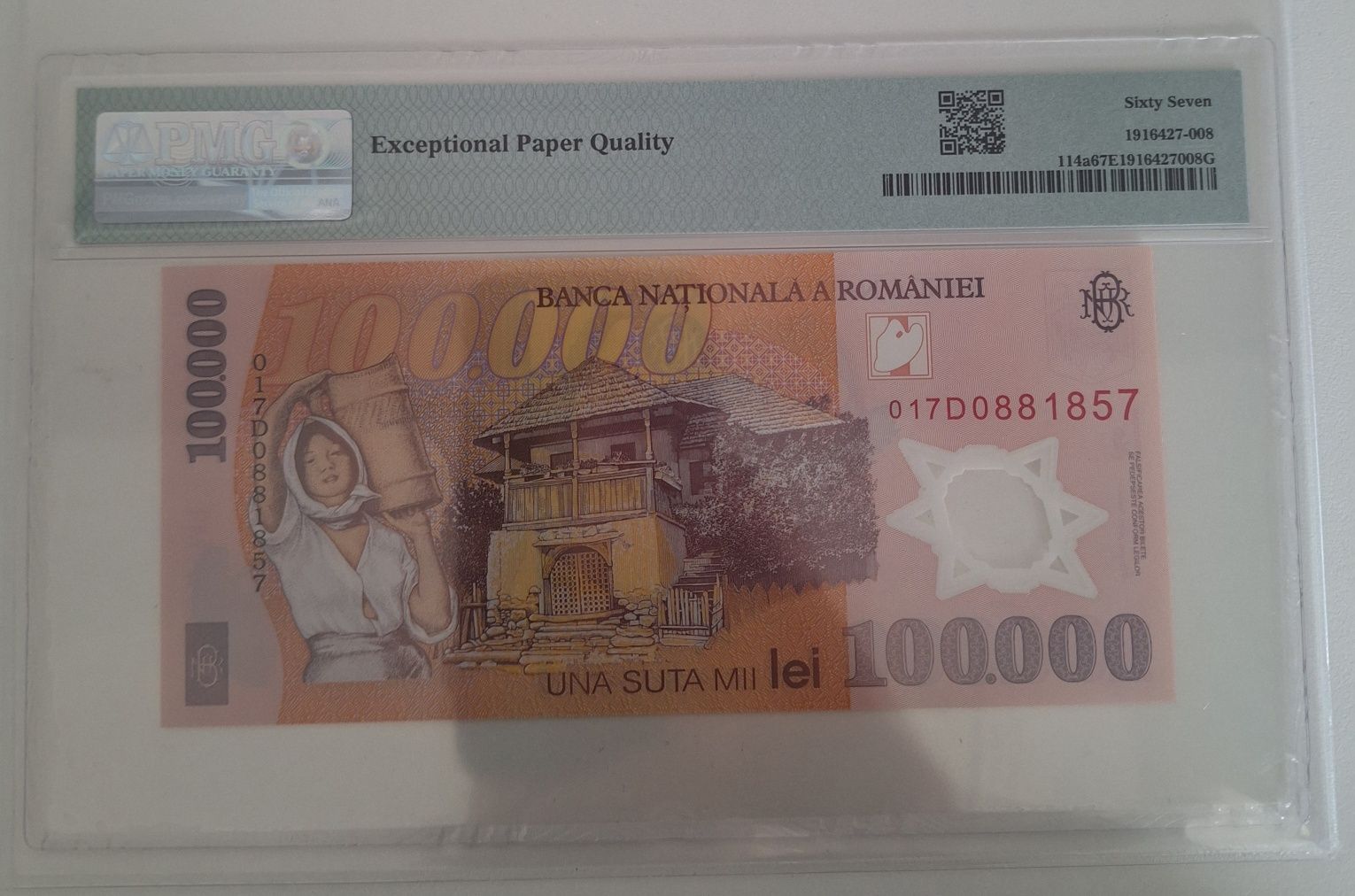100.000 2001 PMG67 bancnota gradata unc