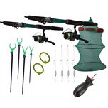 Set complet pescuit format din 2 lansete de 3 m, 2 mulinete, suporti,