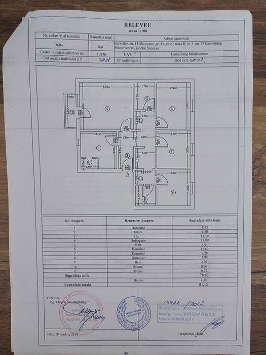 Vând apartament 4 camere decomandat 81 mp.