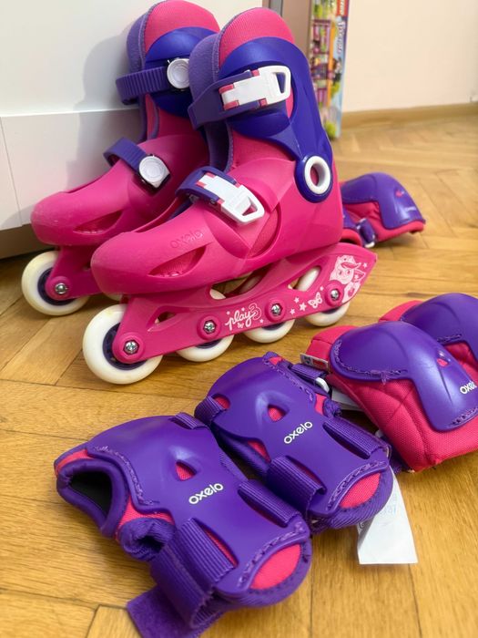 Детски Ролери Play 3 + 3бр. Протектори, Розово/Лилави - 40лв.