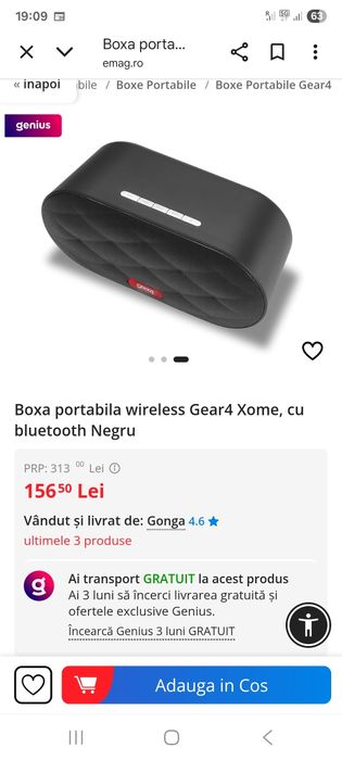 Boxa Bluetooth Gear4 putere 5w