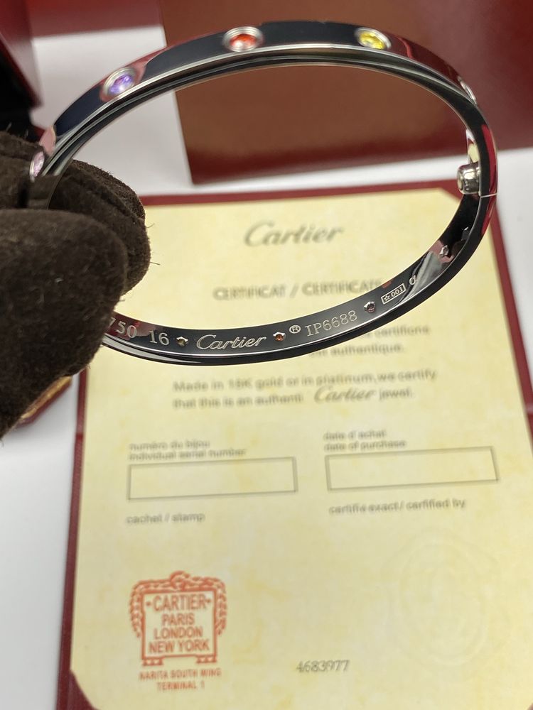 Brățară Cartier Love - unisex - 10 Diamonds 16 White Gold 750 Full Box