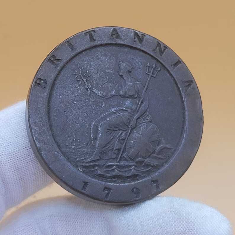 Moneda de cupru 1797 King George III Two Pence