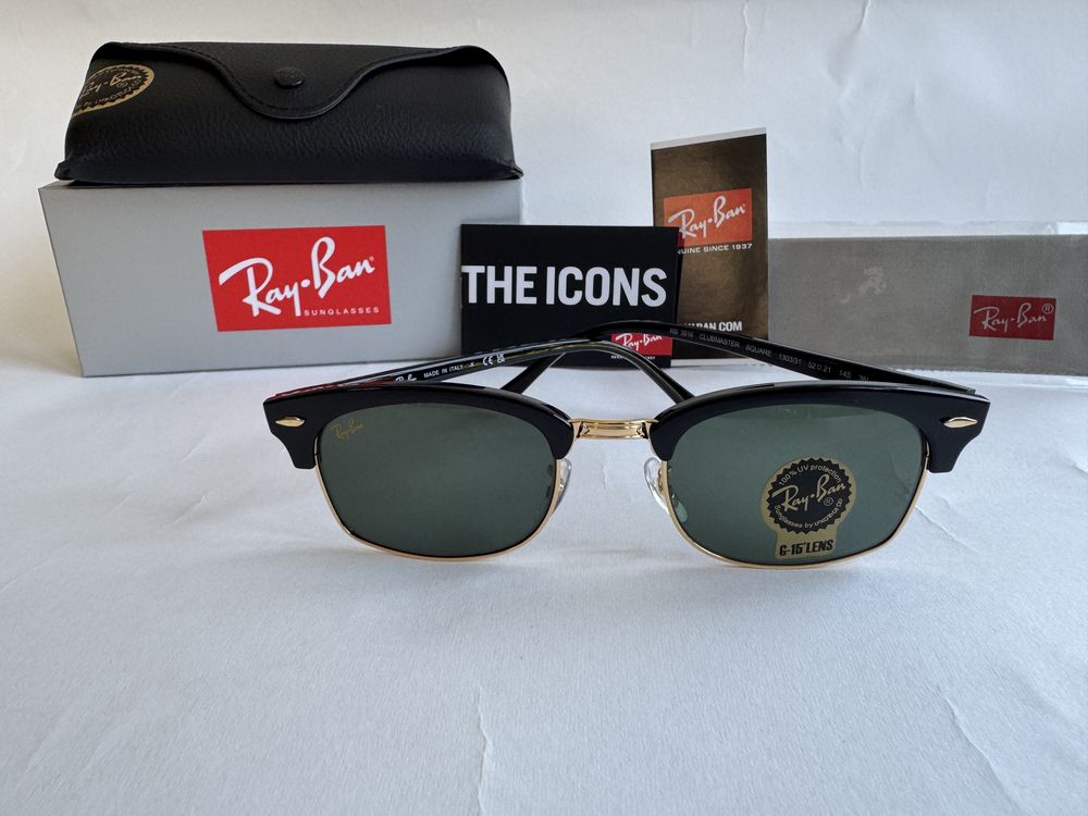Ochelari de soare Ray Ban 3916 Clubmaster Square Noi