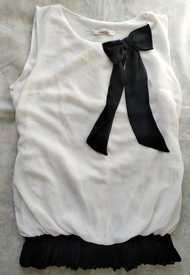 Блузка белая с черным бантом MIARTE, крепдешиновая, р-р 44-46, Турция