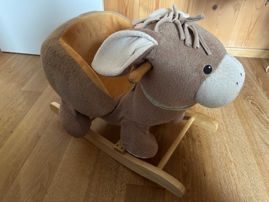 Balansoar copii, lemn, Măgăruș de pluș Sterntaler