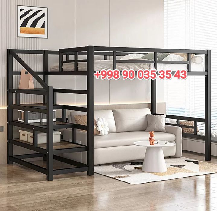 Двухъярусная кровать Стеллажи в стиле лофт для 
Двухъярусная кровать н