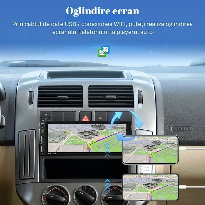 MP5 плейър Android auto Carplay 1 Din,Универсален,MaxTech®,6,86 инчовH