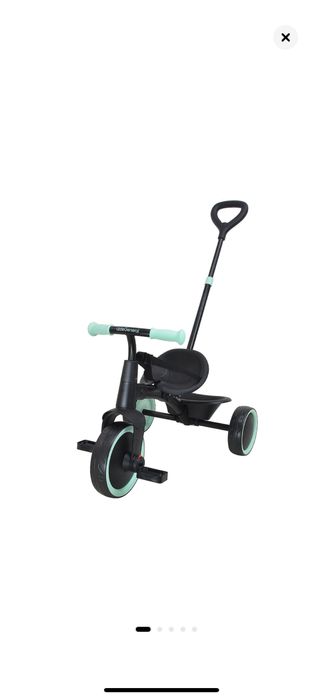 2 в 1 черна ментово зелена триколка с предпазен колан и КАРТИНГ КОЛА