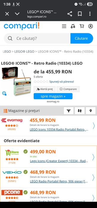 Set Lego Icons Retro Radio 10334