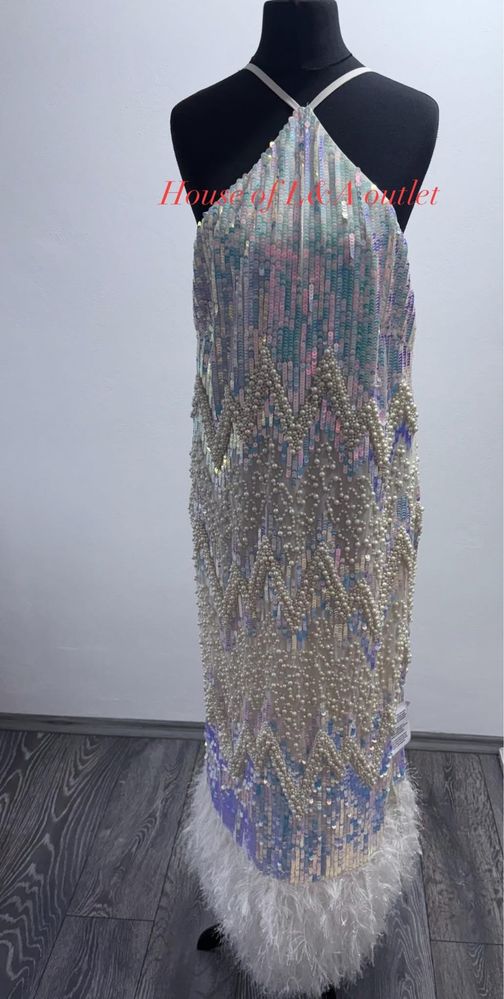 Rochie bijuterie Asos cu pene perle si paiete