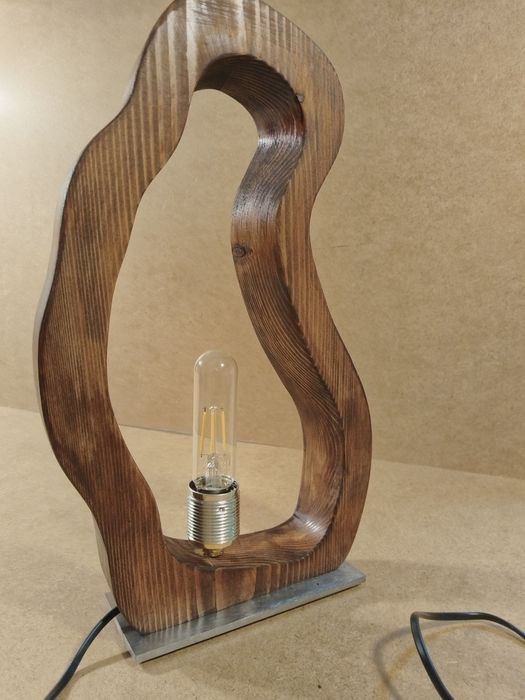 Decoratiune corp iluminat lemn masiv/otel masiv