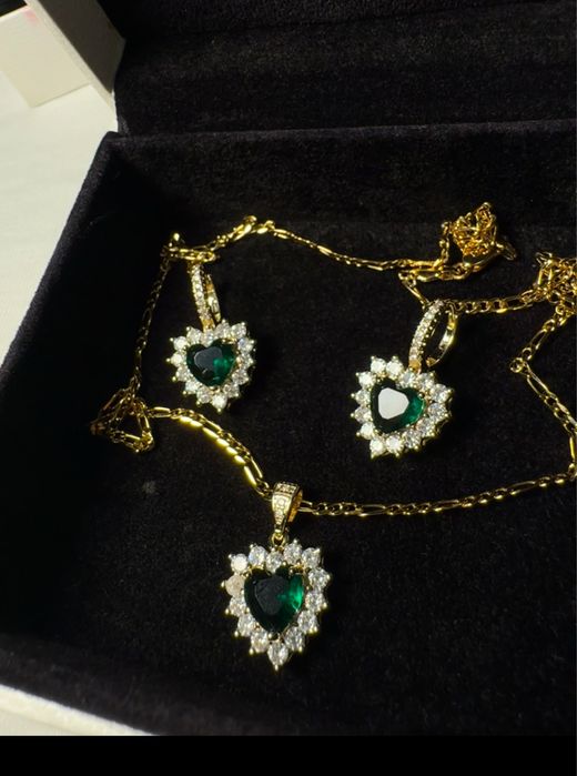 Set colier cercei placate cu aur 14k