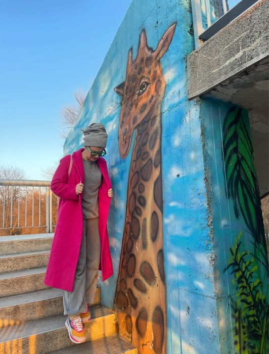 Цикламено палто с вълна