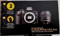 Aparat foto DSLR Nikon D3200, 24.2MP, Negru + Obiectiv 18-55mm ED II
