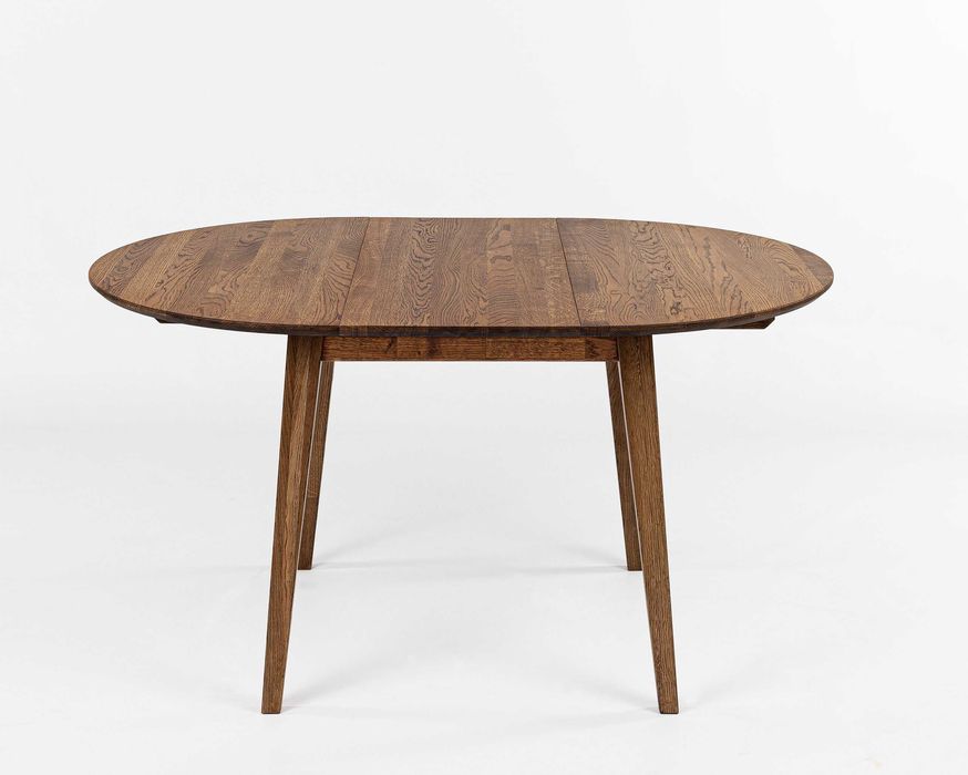 Masa lemn de stejar extensibila, GENEVA rotunda, Ø100+40 cm