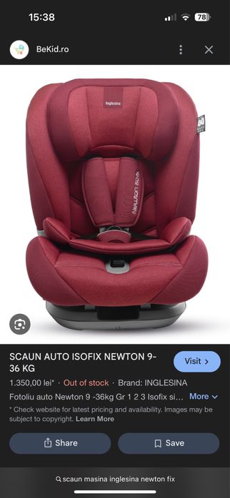 Scaun auto Inglesina Newton cu sistem isofix