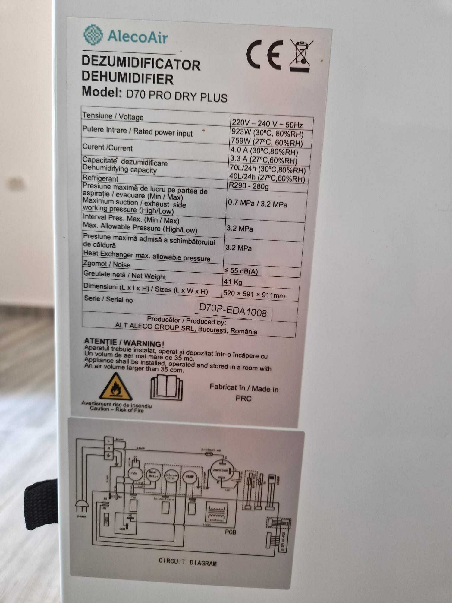 Dezumidificator Profesional Alecoair D70 DRY PRO+