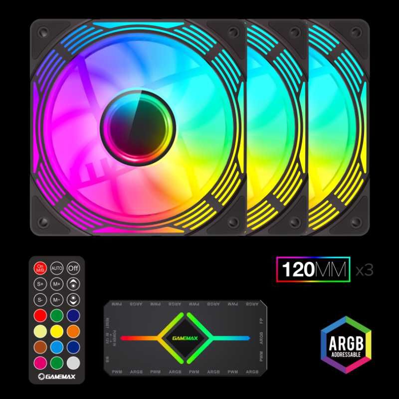 [НОВЫЕ] Кулеры Gamemax KF300 +блок управления ARGB Black