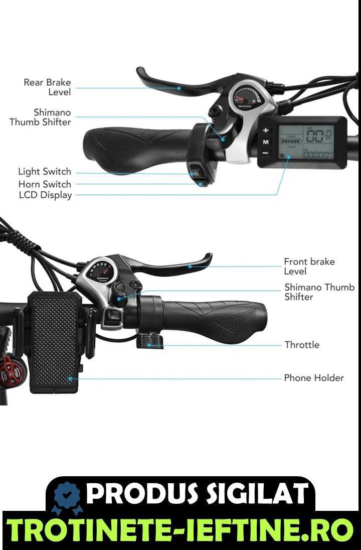 Bicicleta Electrica E8: , Baterie de 48V 17.5Ah, Autonomie de 70km