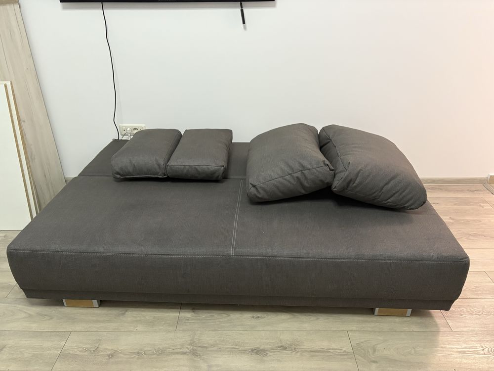 Canapea extensibila stofa Mobexpert, 3 locuri, 4 perne, lada