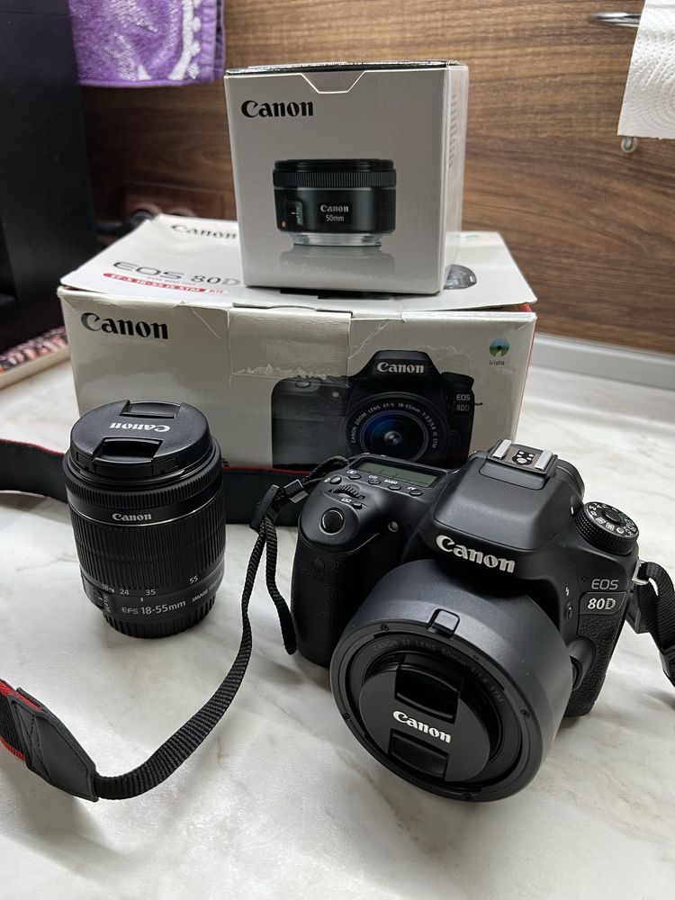 Canon 80d + обективи + подаръци