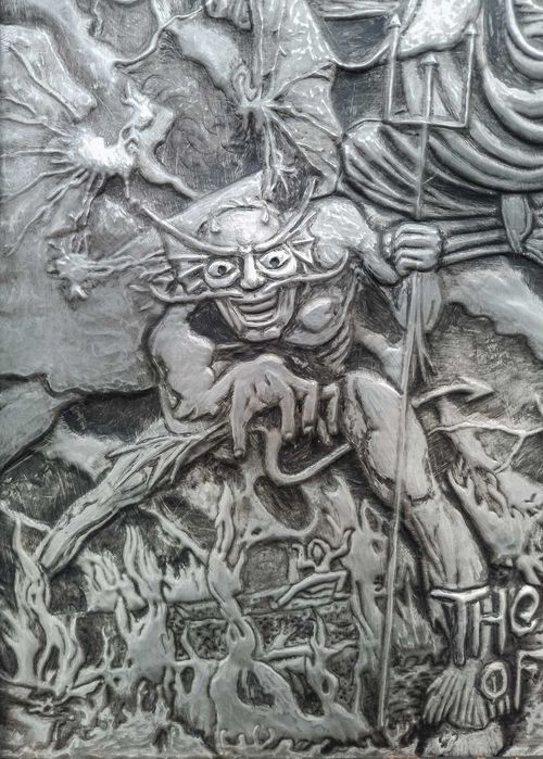 Vand tablou in relief, A4, Iron Maiden (aluminiu, handmade)