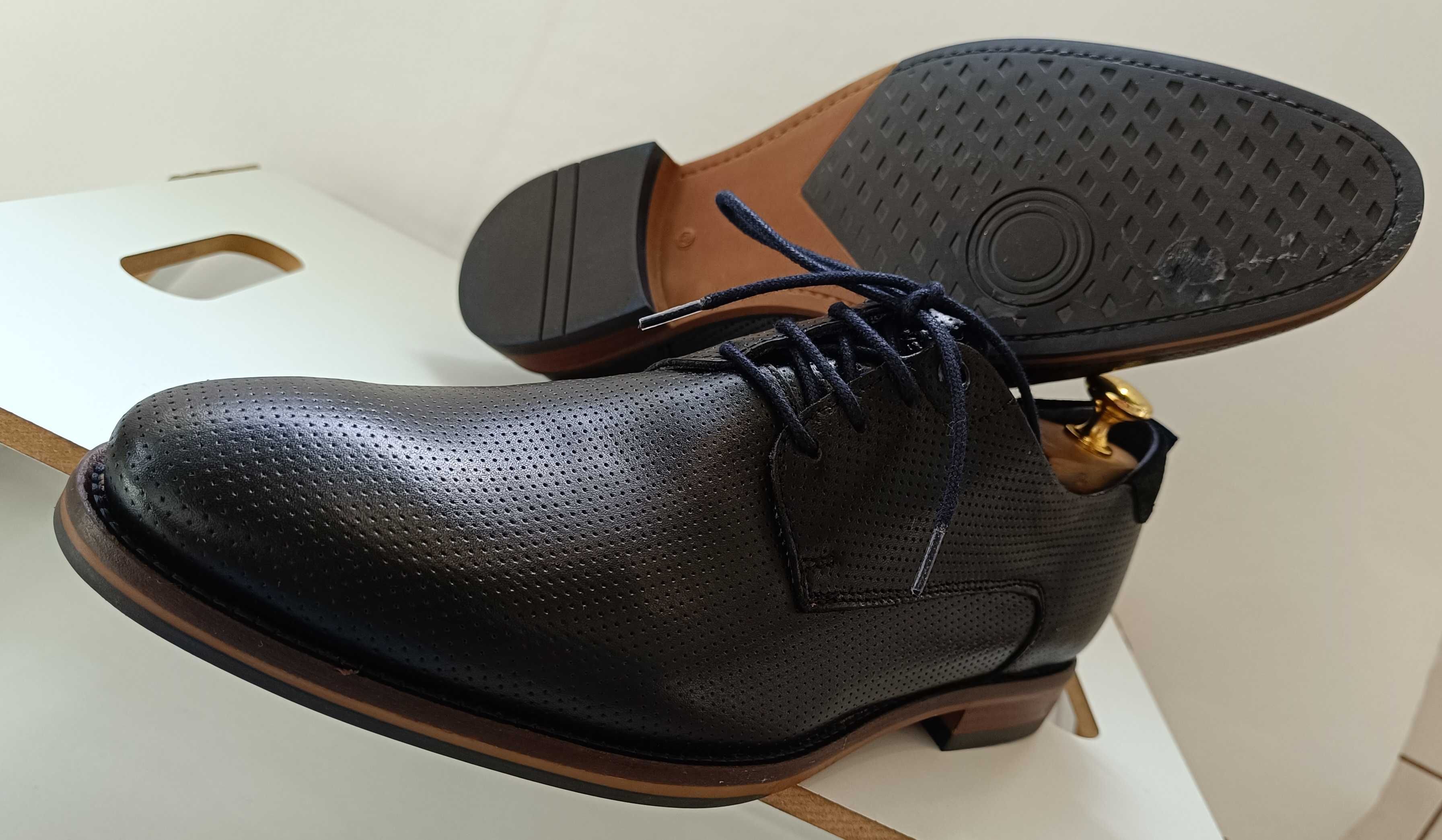 Pantofi derby 42 plain toe premium Oliver Jacob NOI piele naturala