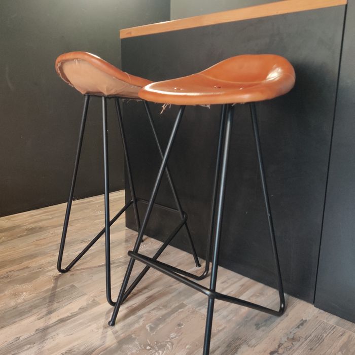 Set 2 scaune bar din piele naturala