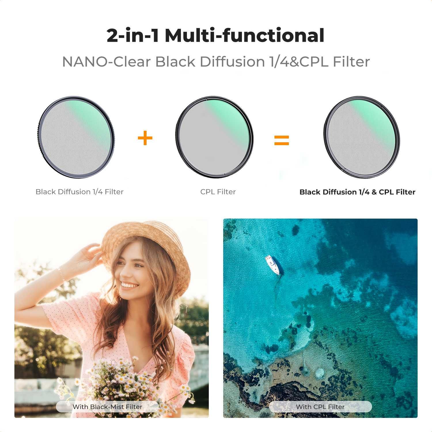 K&F Concept 2в1 CPL + Black Mist 1/4 филтър
