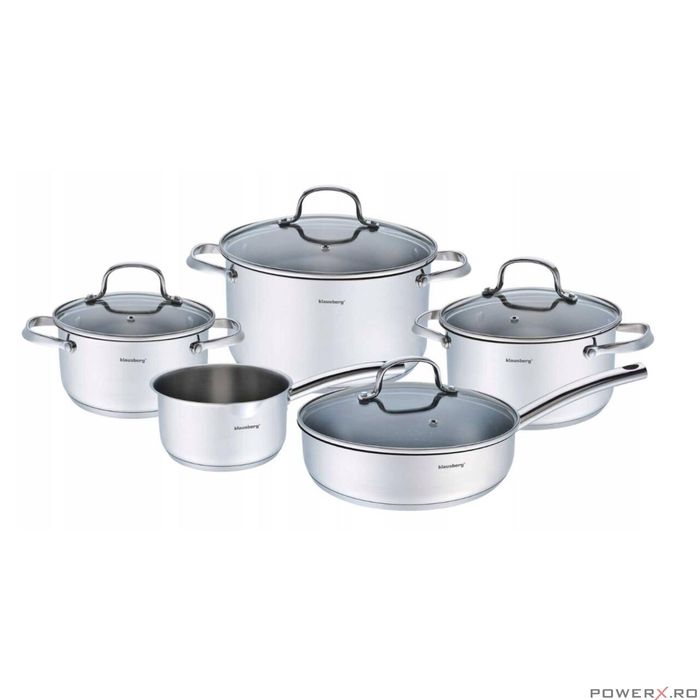 Set de 5 oale din inox, cu capac, premium, compatibil cu toate