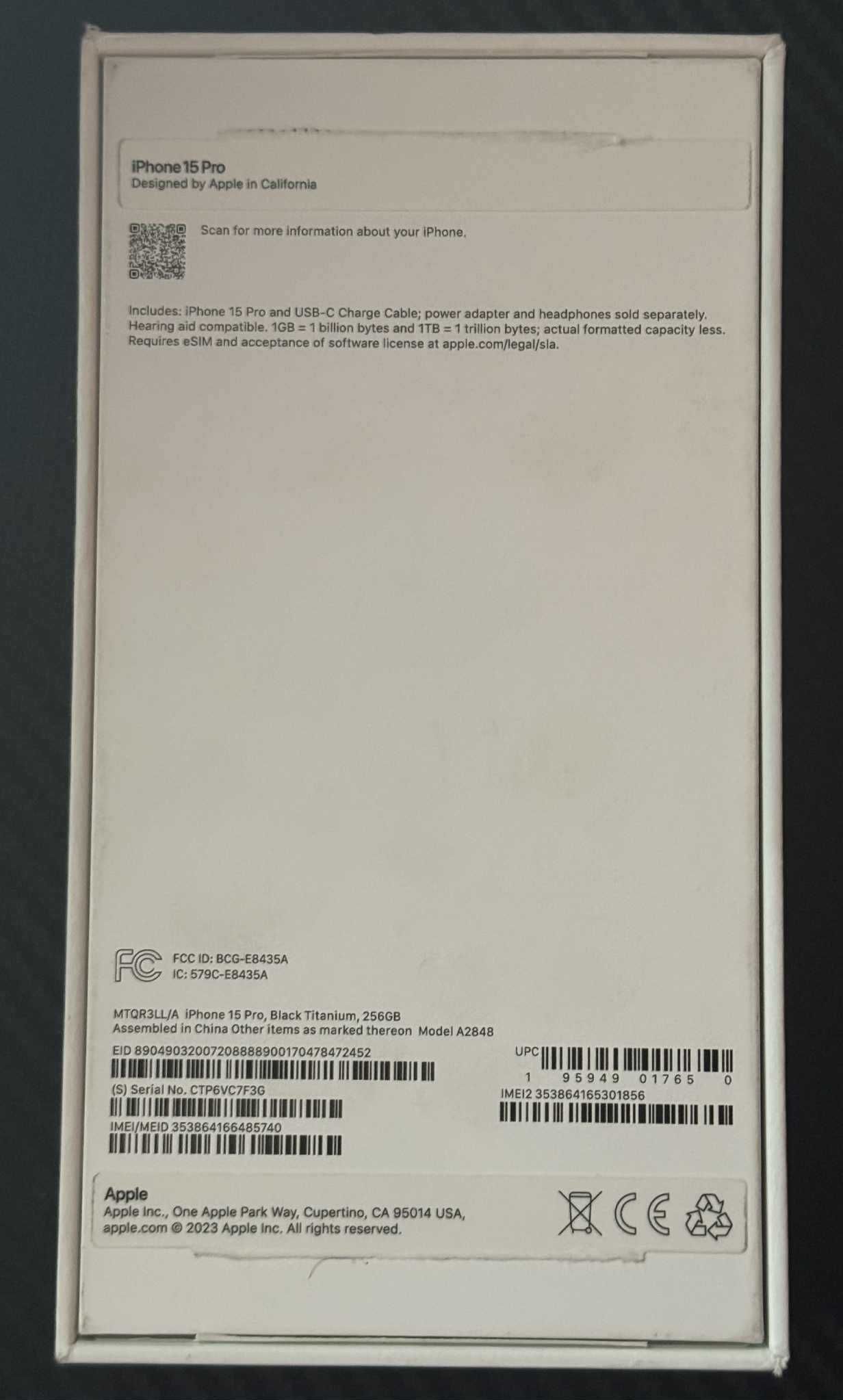 Iphone 15 Pro 256GB