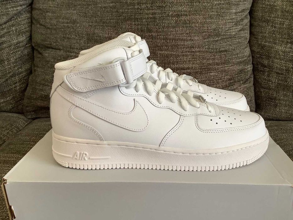 Adidasi Nike Air Force 1 Mid X Triple White Premium