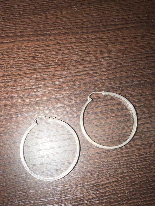 Сребърни обеци - халки, с камъни