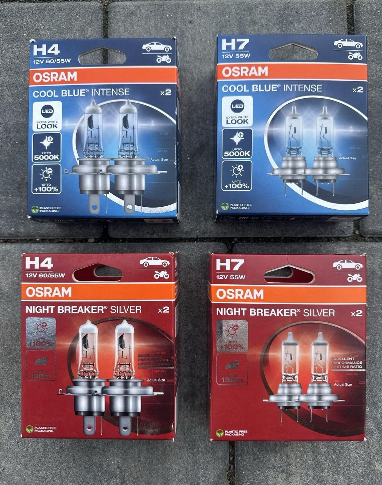 Set 2 becuri night breaker silver/ cool blue intense led H7, H4