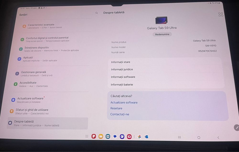 Samsung Galaxy Tab S9 Ultra – WiFi, 12GB RAM, 256GB – ca nouă