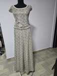 Pantaloni argintii cu paiete strălucitoare, model bej snake print