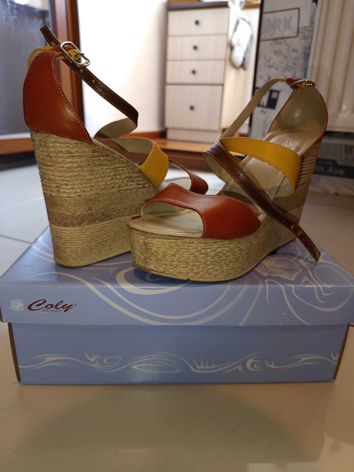 Sandale Coly cu platforma coniac 3 culori, 38