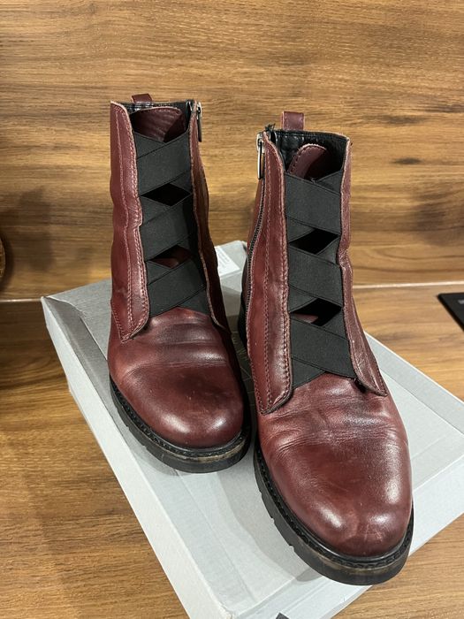 Боти дамски бордо естествена кожа