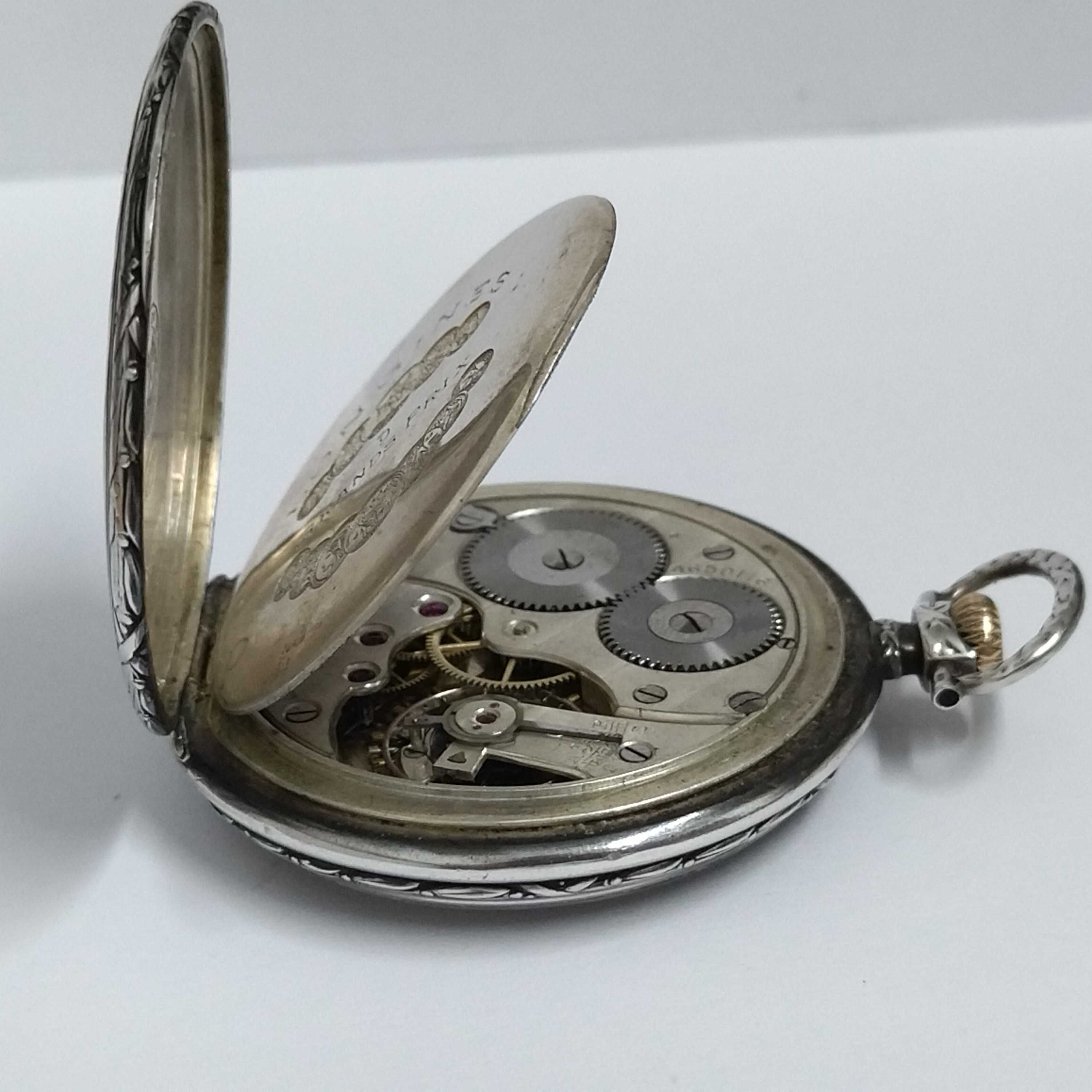 LONGINES джобен часовник, сребро/Silver 0,900, работещ, много рядък
