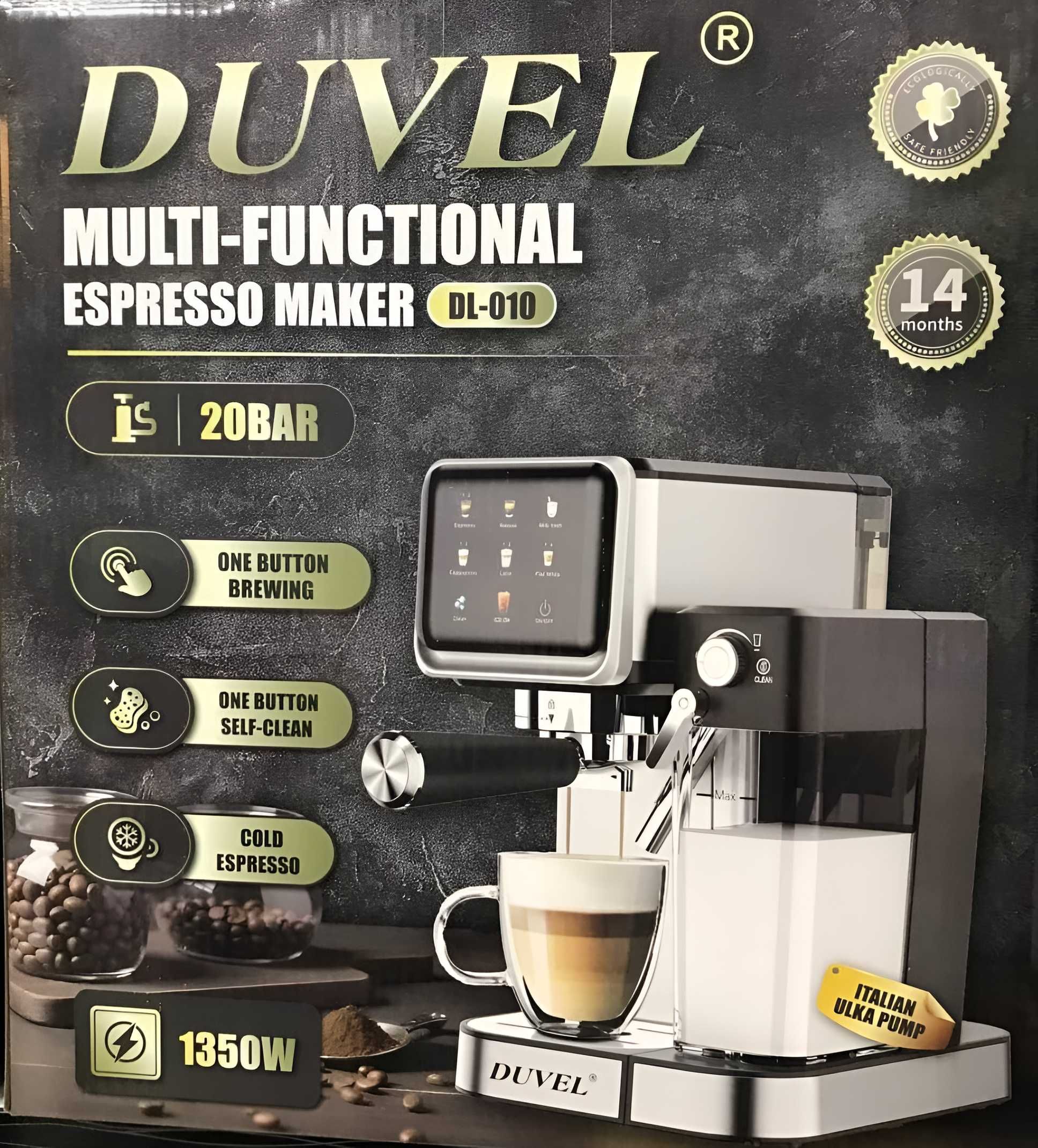 Эспрессо/латте/ Кофемашина Duvel DL-010 20 бар сенсорный экран kv28