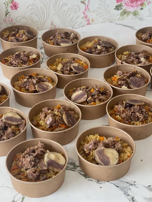 Обеды комплексные, большие порции, халаль, домашние