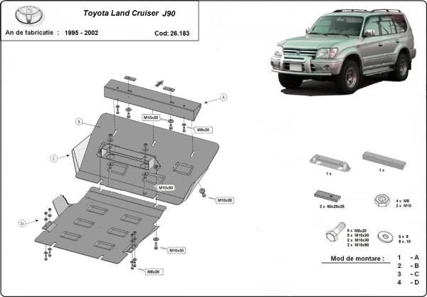 Scut motor metalic pentru Toyota Land Cruiser 1995-prezent -otel 2.5mm