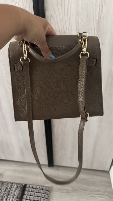 Geanta crem piele naturala model deosebit