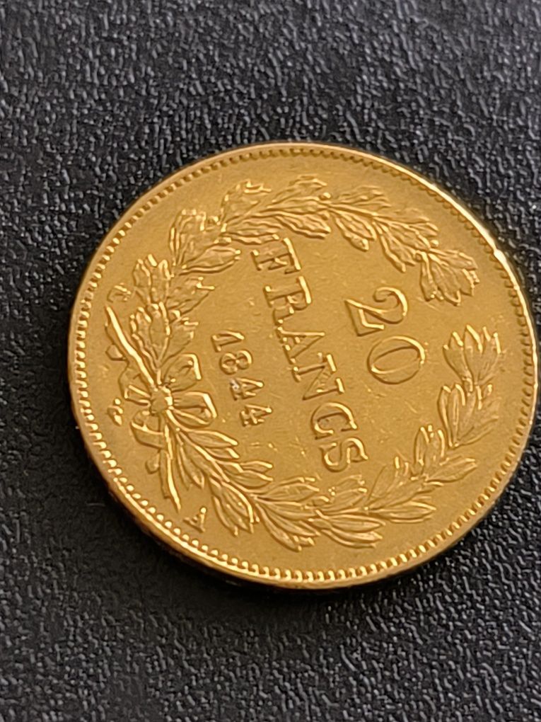 20 франка 1844 год, Луи -Филип I, злато 6.45 гр,900/1000 (21.6 к)
