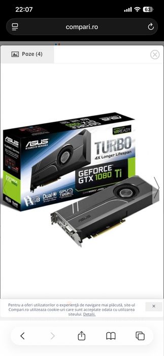 Placa video geforce gtx turbo 1080 TI 11 gb