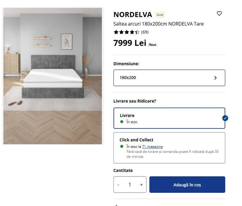 Saltea jysk GS120 NORDELVA 180x200, cadou topper Welpur Frya