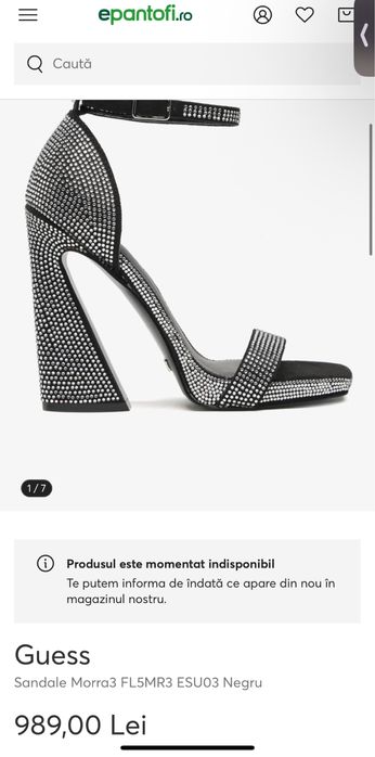 Sandale Guess negre cu strasuri 37 Noi