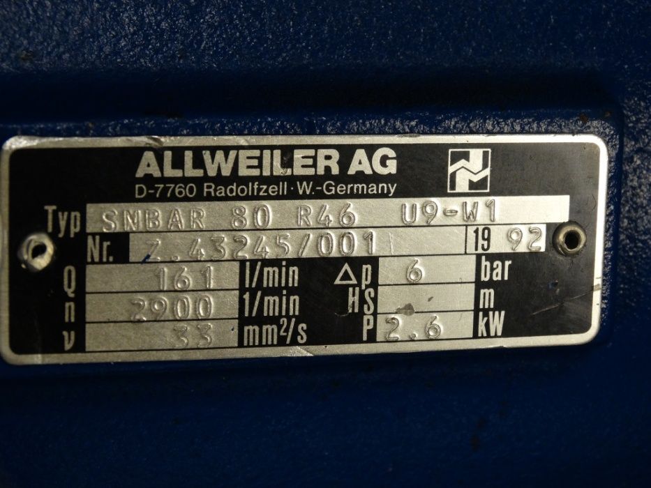 Хидравлична помпа ALLWEILER SNBAR 80