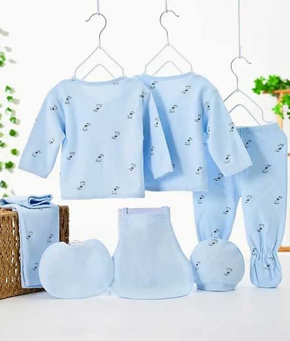 Haine pentru nou-nascuți, 0-3 luni, set 7 piese, bumbac 100%